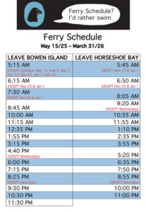 BC Ferries schedule May 15, 2025 through to March 31, 2026