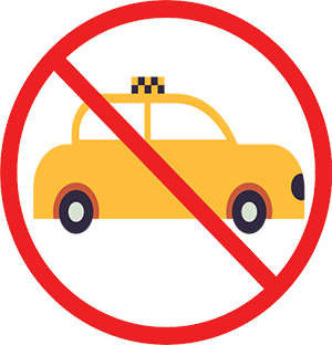 No taxi or ride-hailing services