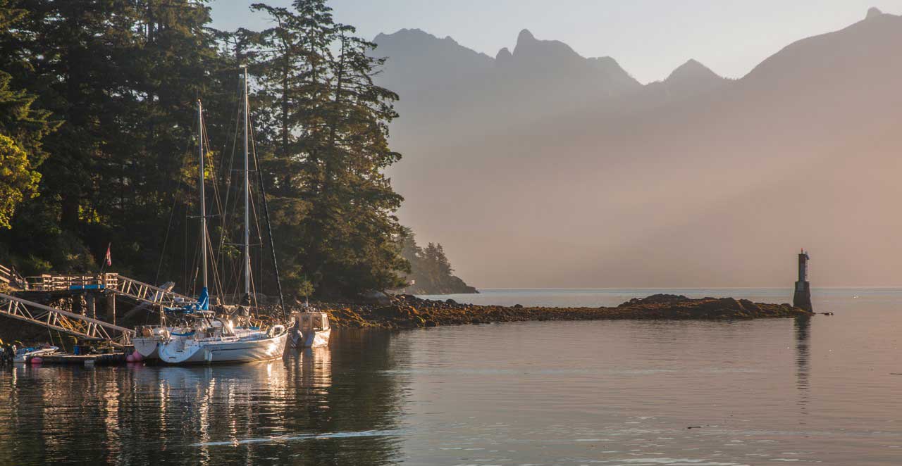 Early morning Snug Cove w sailboat - Doug Evans photographer