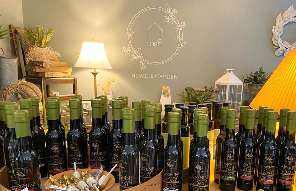 Tosh Home & Garden, Artisan Square, selection of olive oils